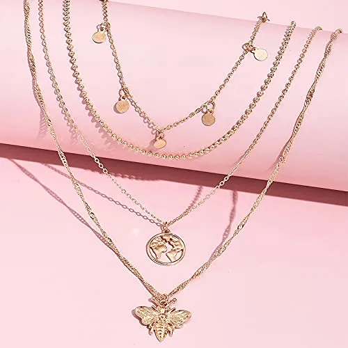 Yellow Chimes Combo Fashion Multilayered Silver Gold Plated Chain Choker Necklace for Women and Girls (Design 14)