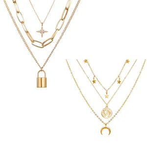 Yellow Chimes Combo Latest Fashion Gold Plated Multilayer Chain Pearl Design Necklace Pendant for Women and Girls (Design 6)