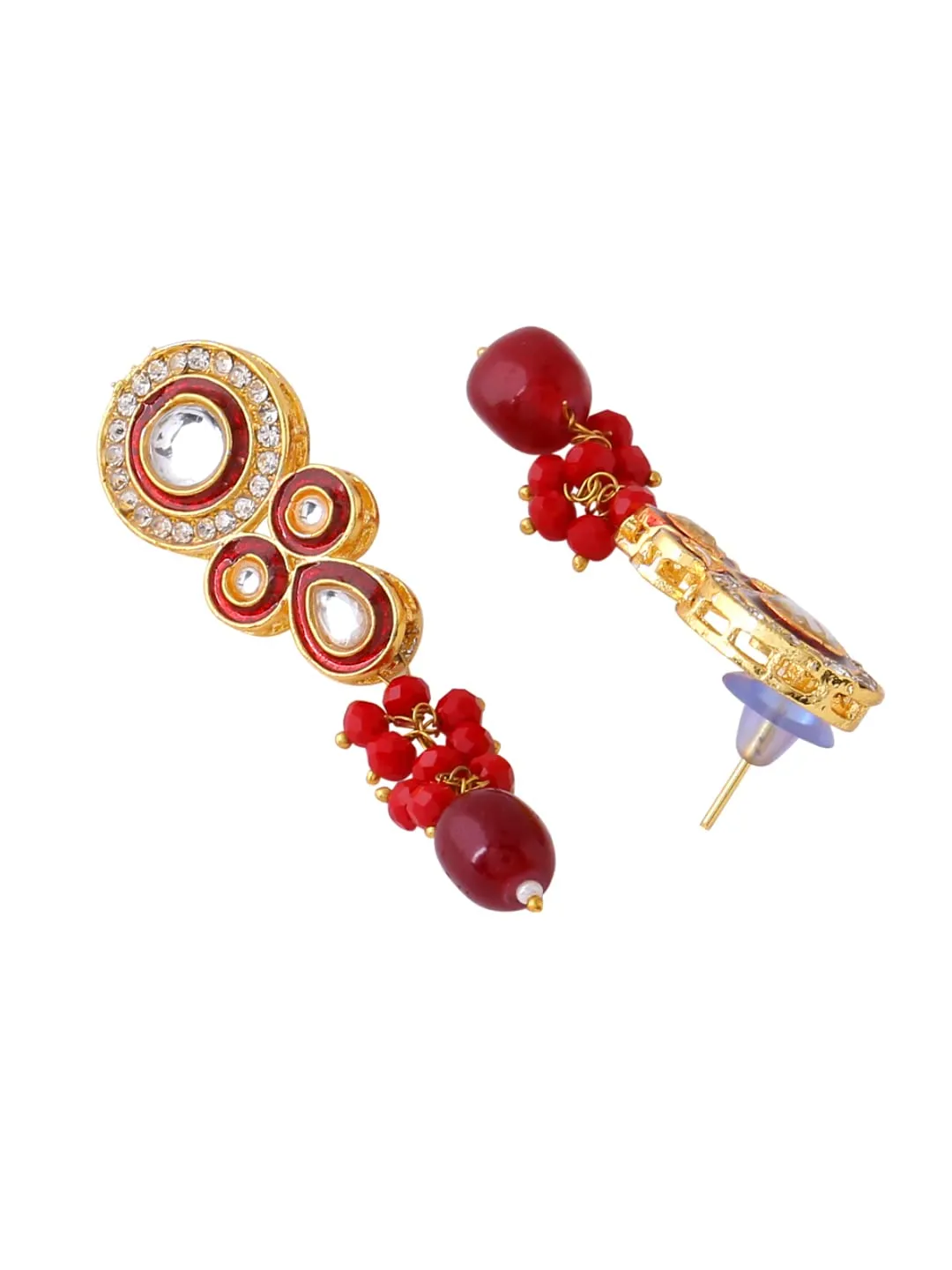 Yellow Chimes Kundan Jewellery Set for Women Ethnic Artificial Beads Red Floral Traditional Choker Necklace Set for Women and Girls
