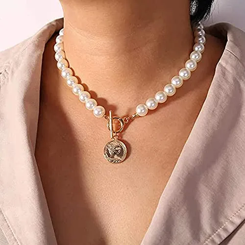 Yellow Chimes Layered Necklace for Women 2 Pcs Combo Multilayer Gold Toned Crystal Drop Choker Necklace for Women and Girls.