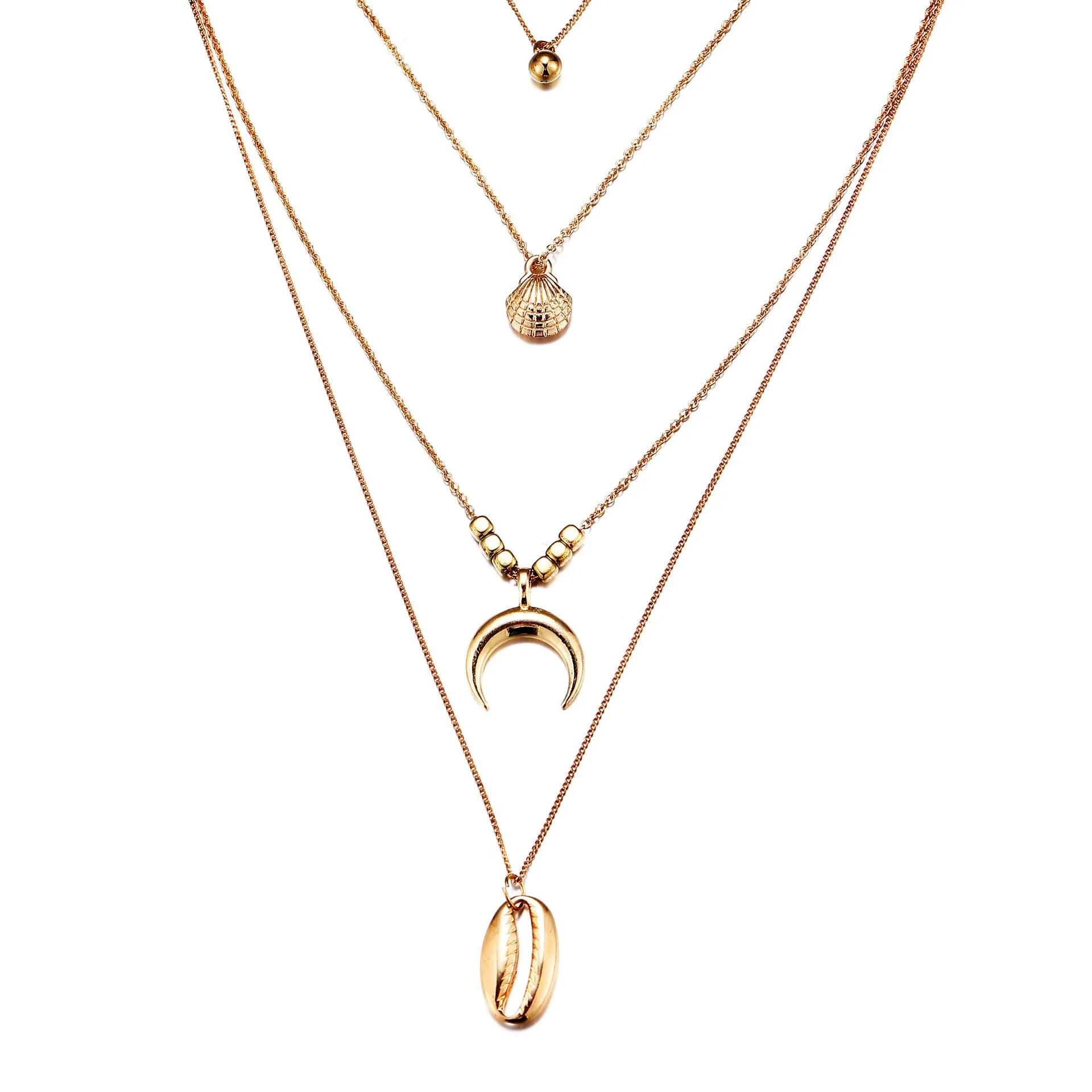 Yellow Chimes Trendy Fashion Multilayered Gold Plated Moon Choker Necklace for Women and Girls